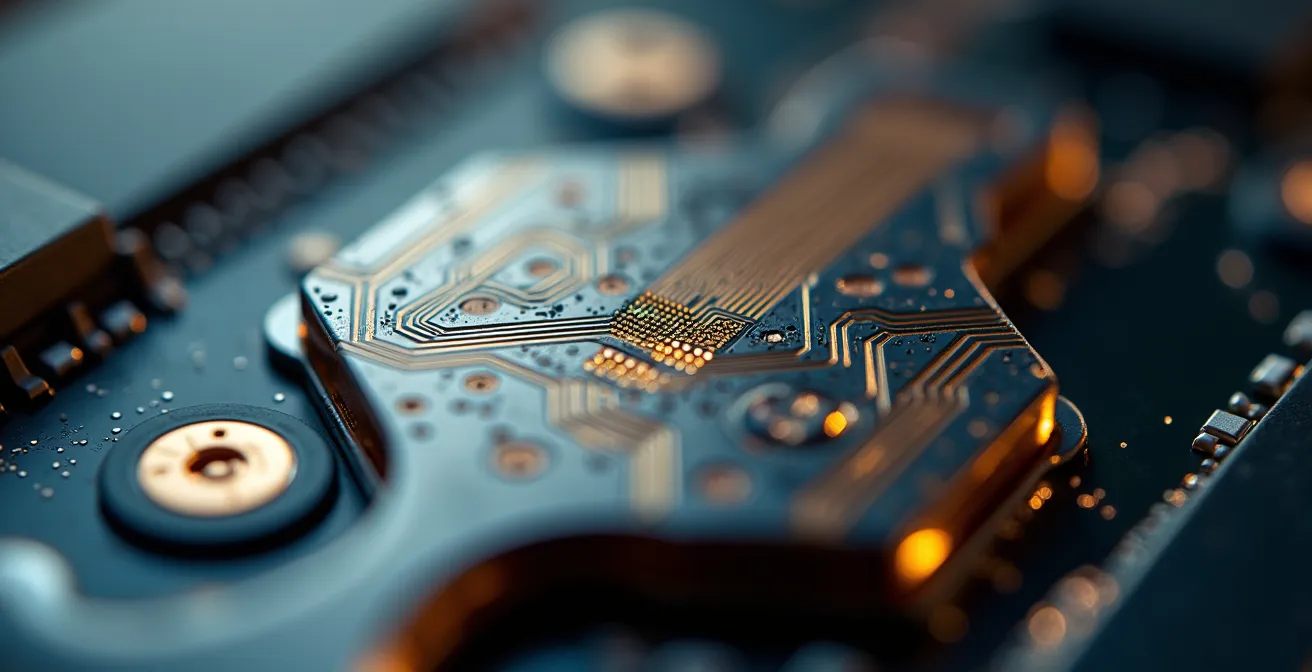 Vue macro d'un composant électronique haute précision