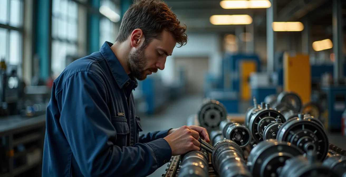 Techniciens experts travaillant sur des équipements de pointe dans un environnement industriel